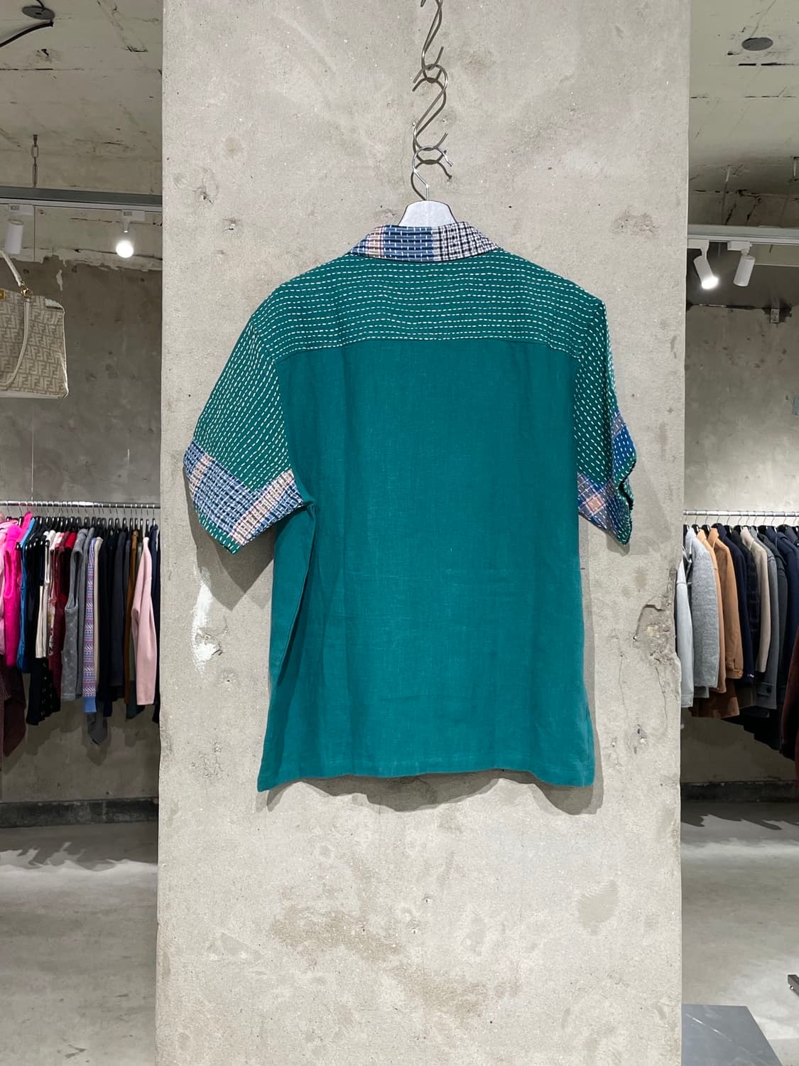 mii 그린 사시코 패치워크 린넨 하프 셔츠 상품이미지6