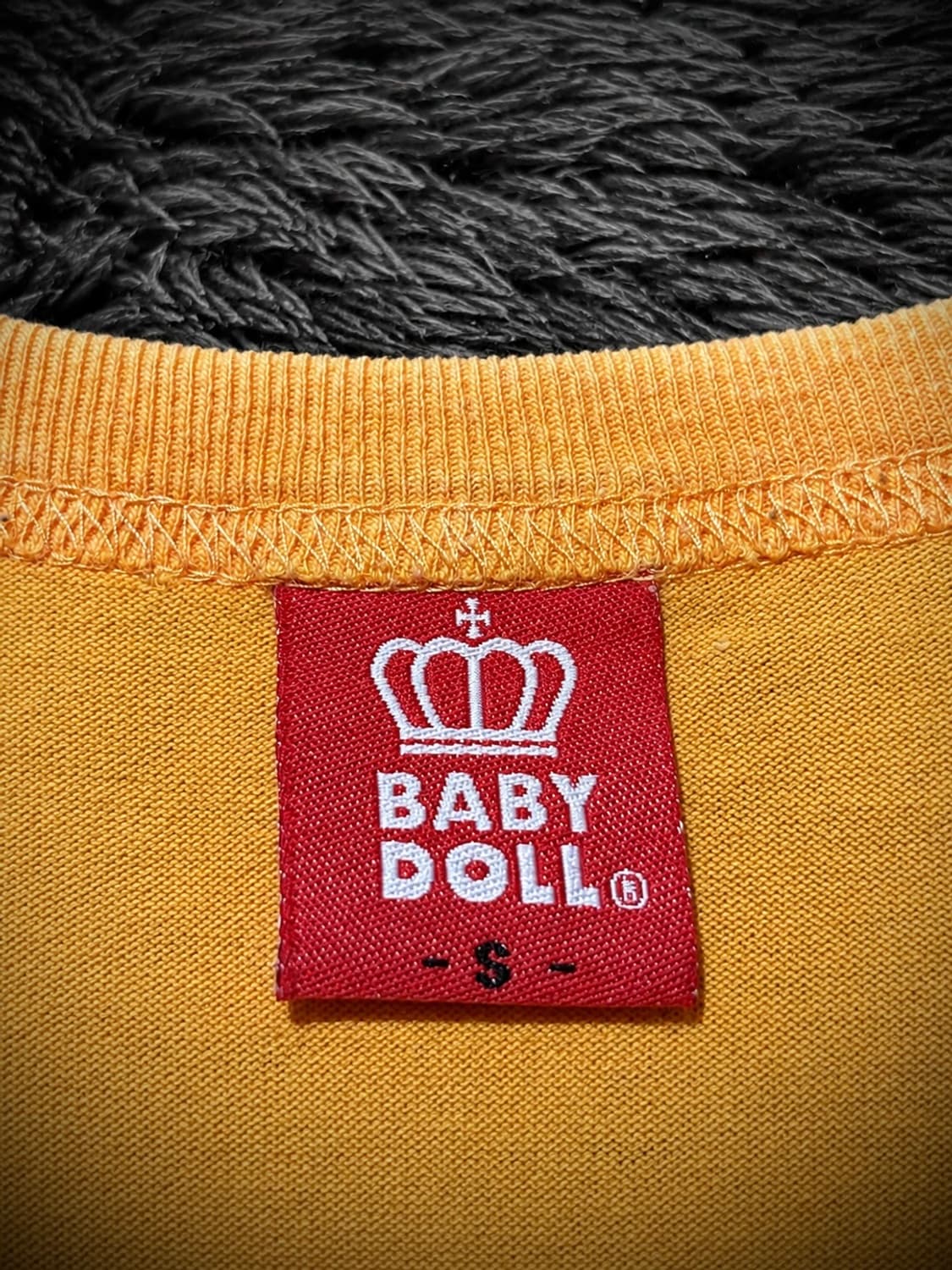 BABY DOLL 크라운 프린팅 페이크 포켓 오렌지 반팔 티셔츠 상품이미지9