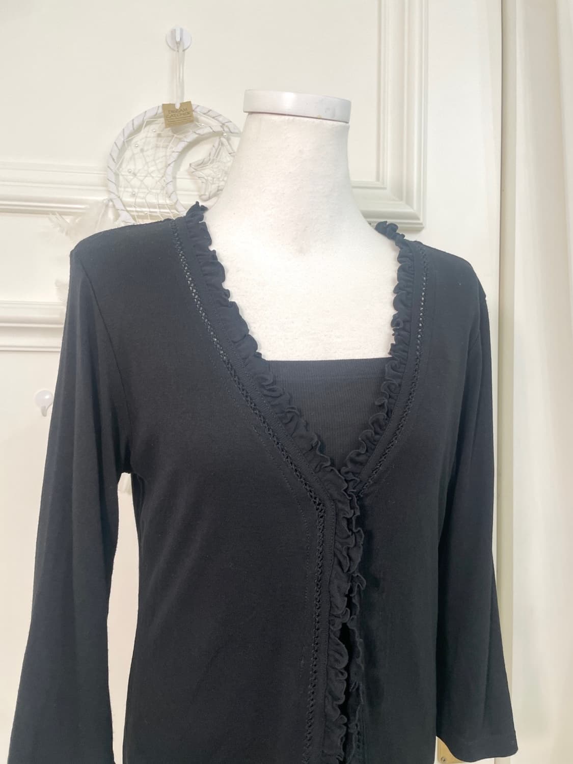 black ruffle point cotton cardigan 상품이미지6
