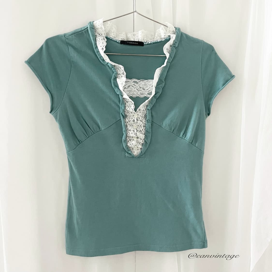 teal blue lace top 상품이미지5
