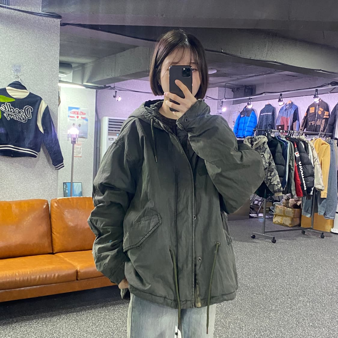 마히그리드 포켓로고 카키 숏 파카 B3660 상품이미지1