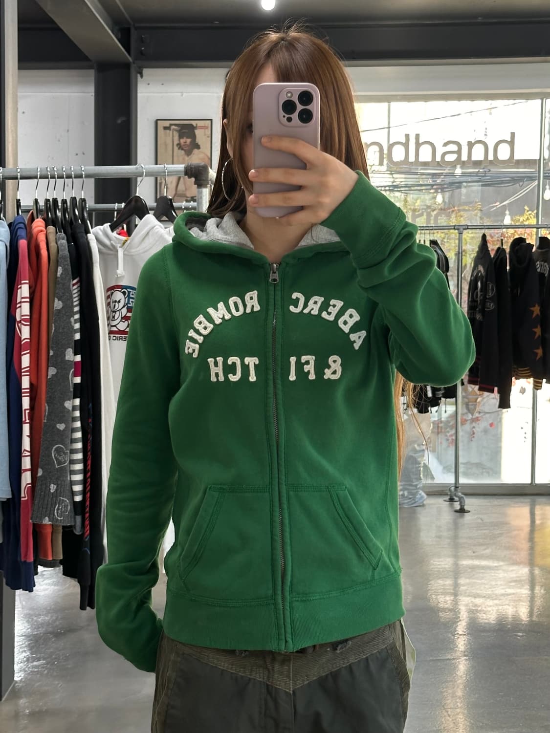 아베크롬비 후드집업 그린 상품이미지3