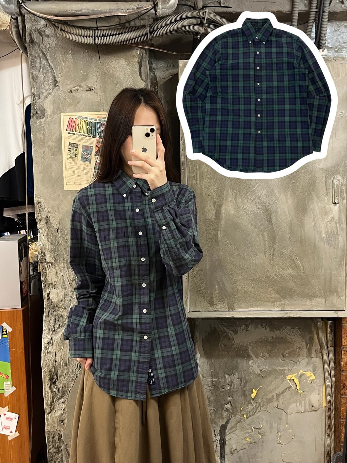 폴로 랄프로렌 체크 셔츠 그린 S #csz955 상품이미지1