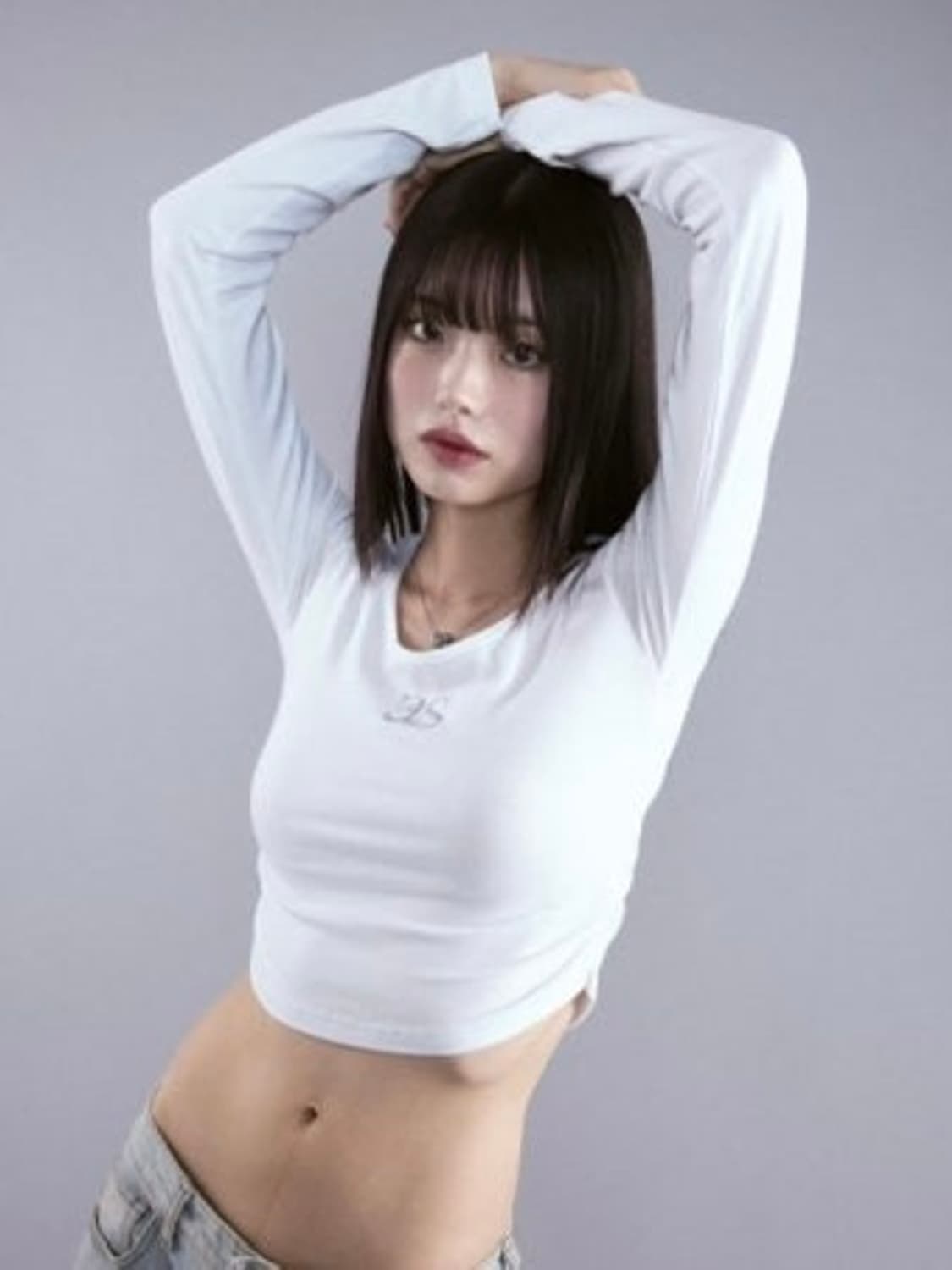 애즈온 DALLY SHIRRING T WHITE 긴팔 티셔츠 화이트 상품이미지1