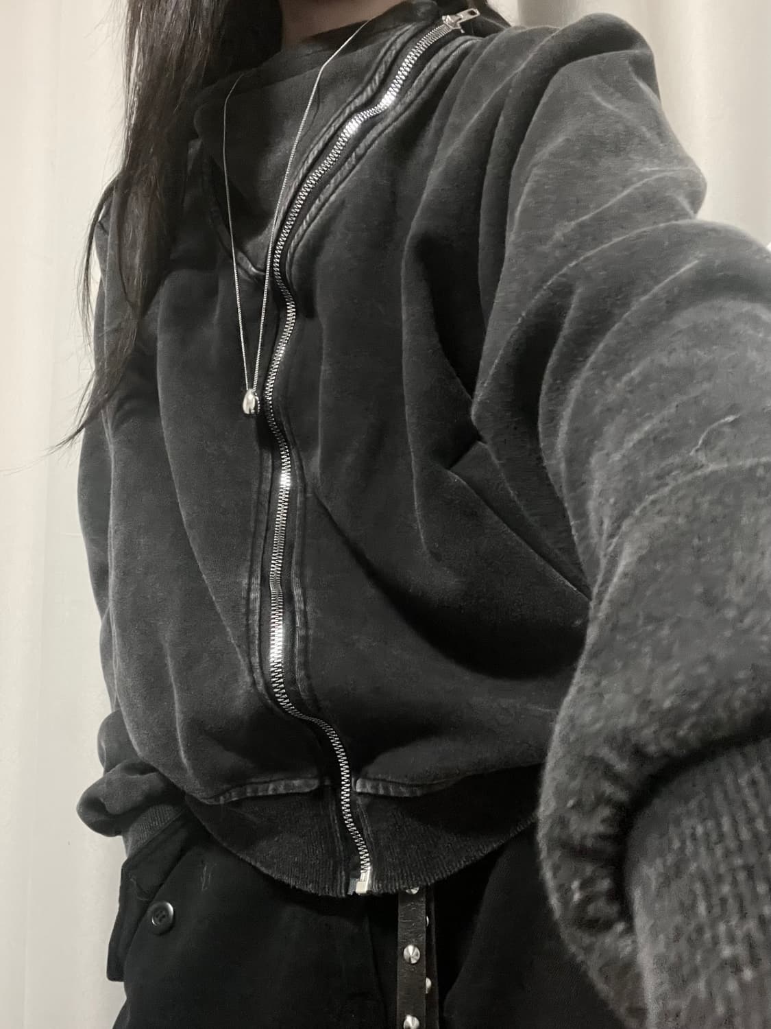 빈티지 하이넥 워싱 투웨이 후드집업 상품이미지5