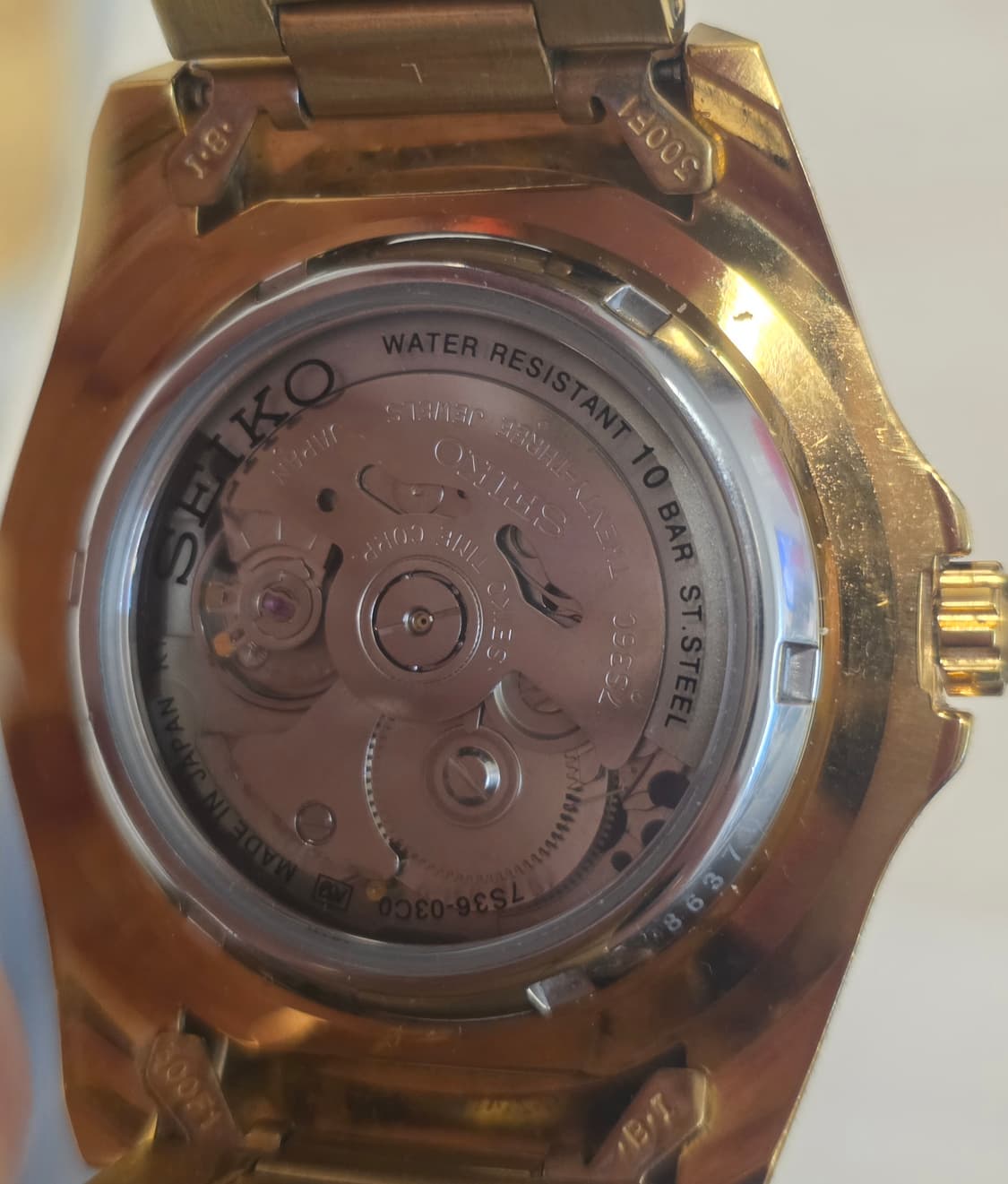 세이코 (SEIKO) SNZF22J1 오토메틱 서버마리너 골드 스켈레톤  상품이미지2