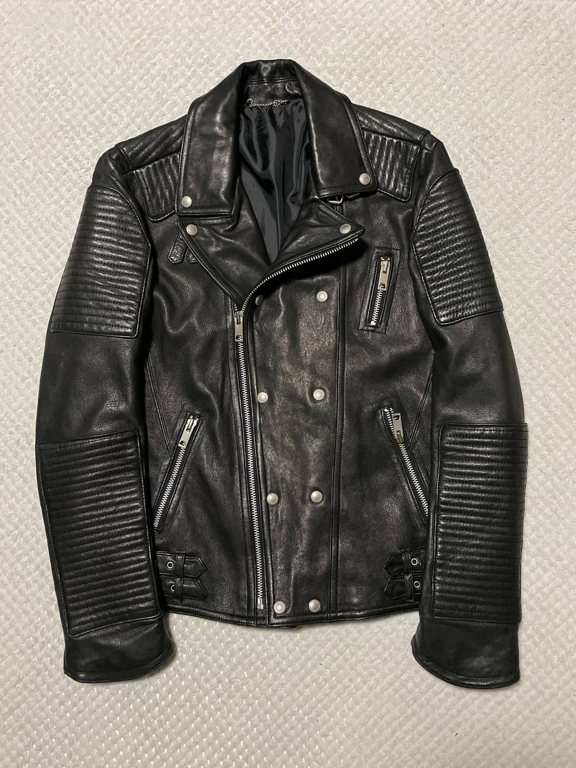 웨스턴 무드 램스킨 양가죽 바이커 레더 자켓 상품이미지1