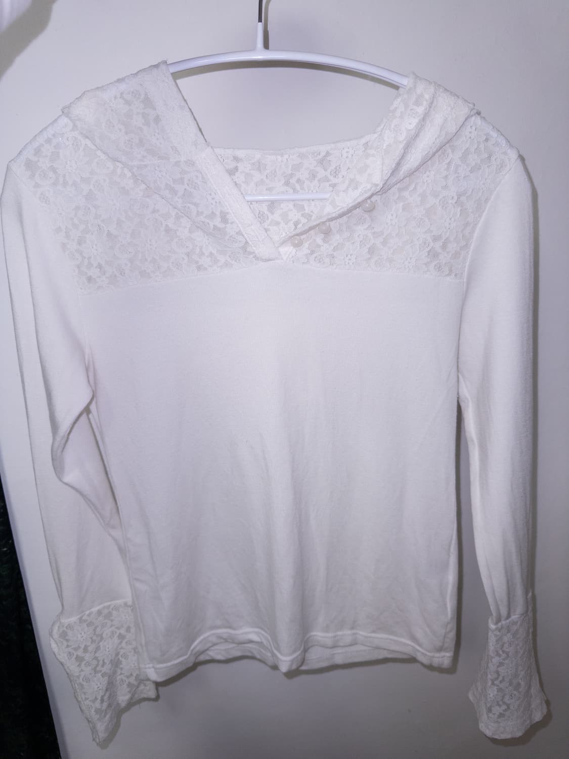 페이즈드Button lace hoodie top long ver. - w 상품이미지1