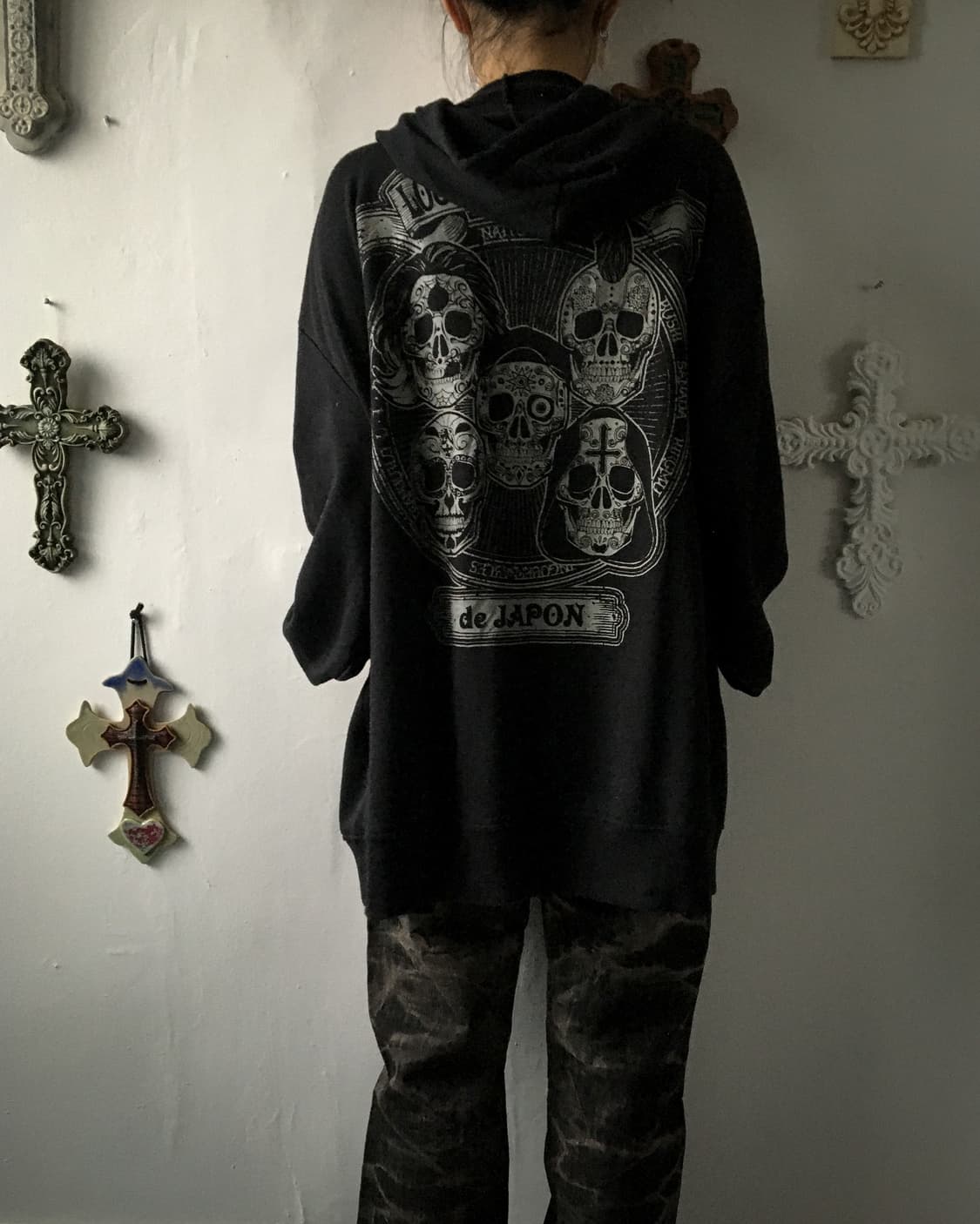 Back skull hood zip up 상품이미지1