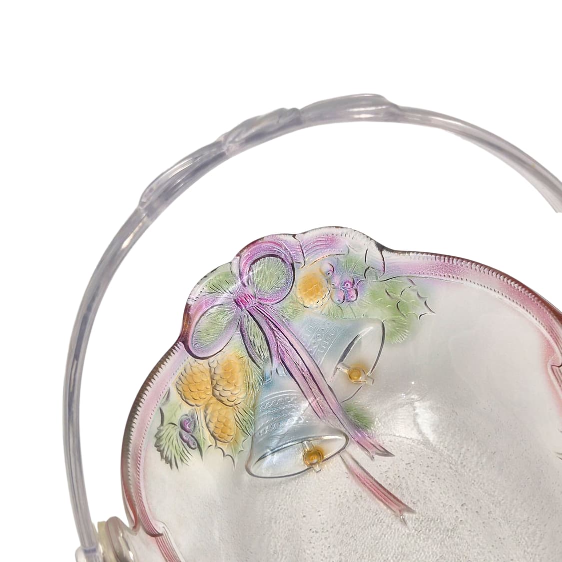 90s 호야 크리스탈 컬러 리본&벨 바구니 상품이미지4