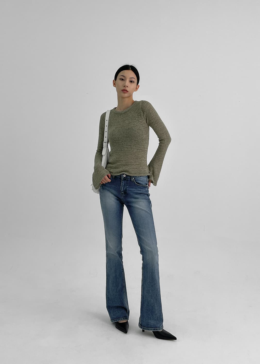 블랙업)로우웨이스트 진청 팬츠 S사이즈(품절상품) 상품이미지3