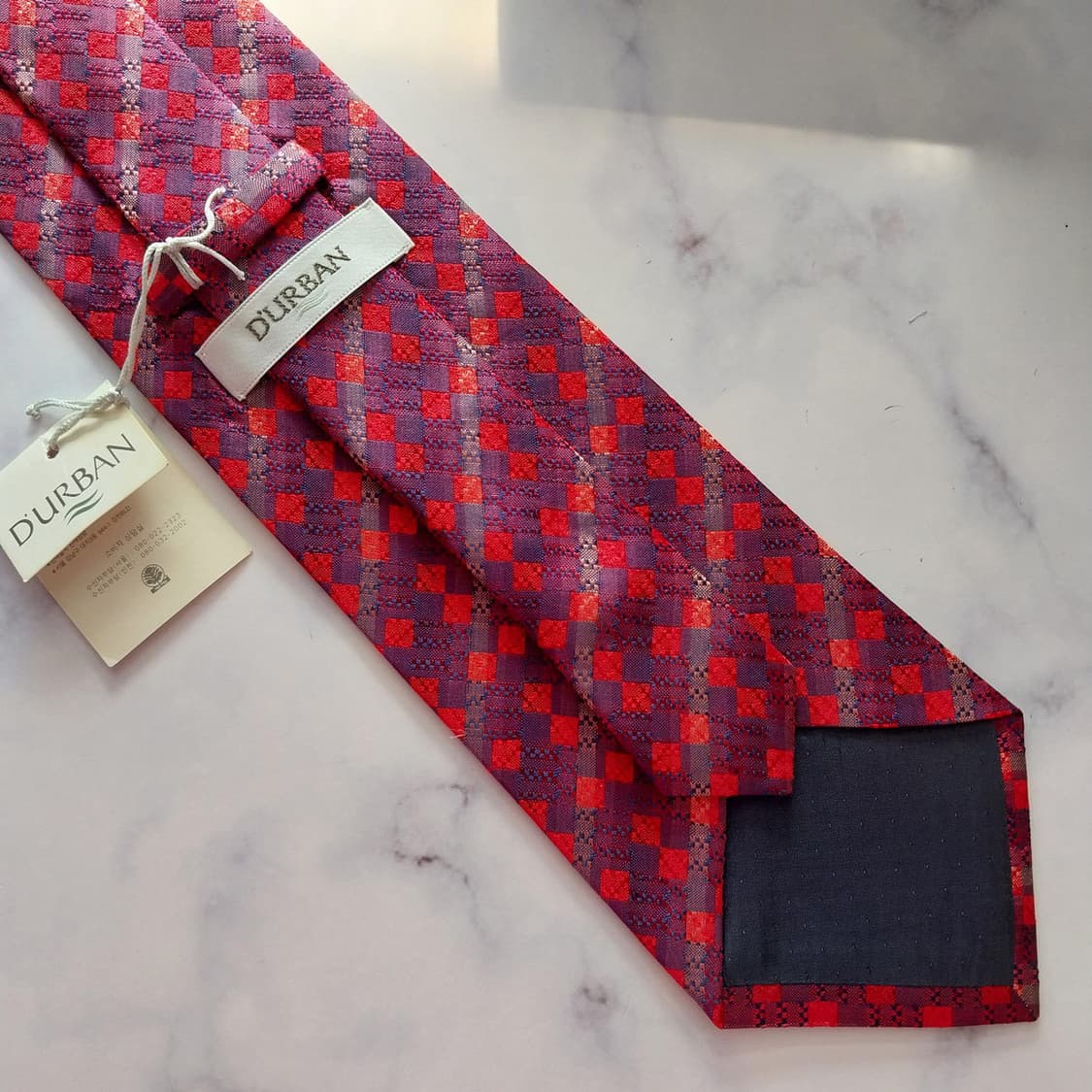 더반(다반) 실크 레드 체크 패턴 넥타이 9.5cm 새상품 K1361
 상품이미지8