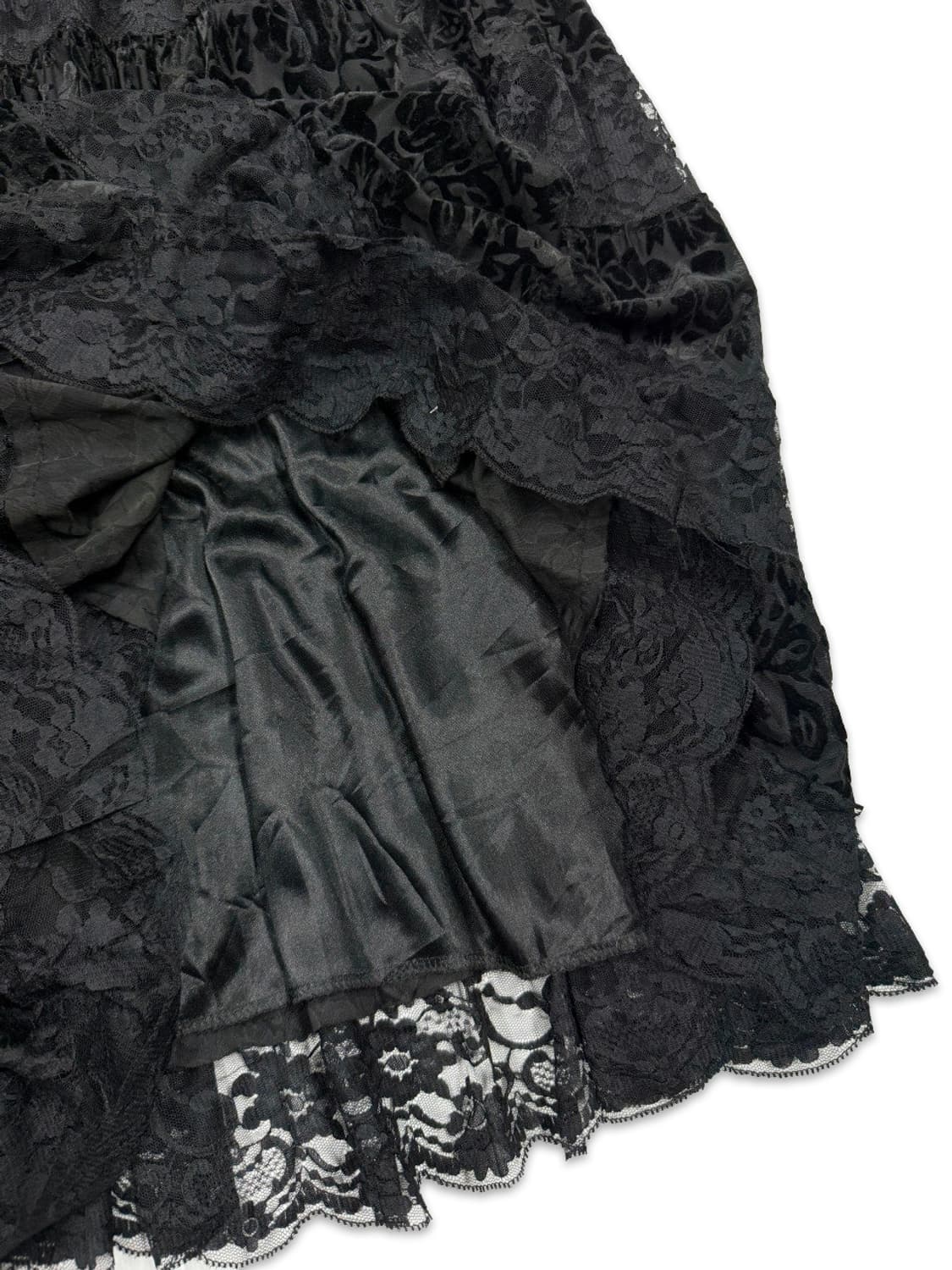 빈티지 블랙 플레어 레이스 롱 스커트 상품이미지4