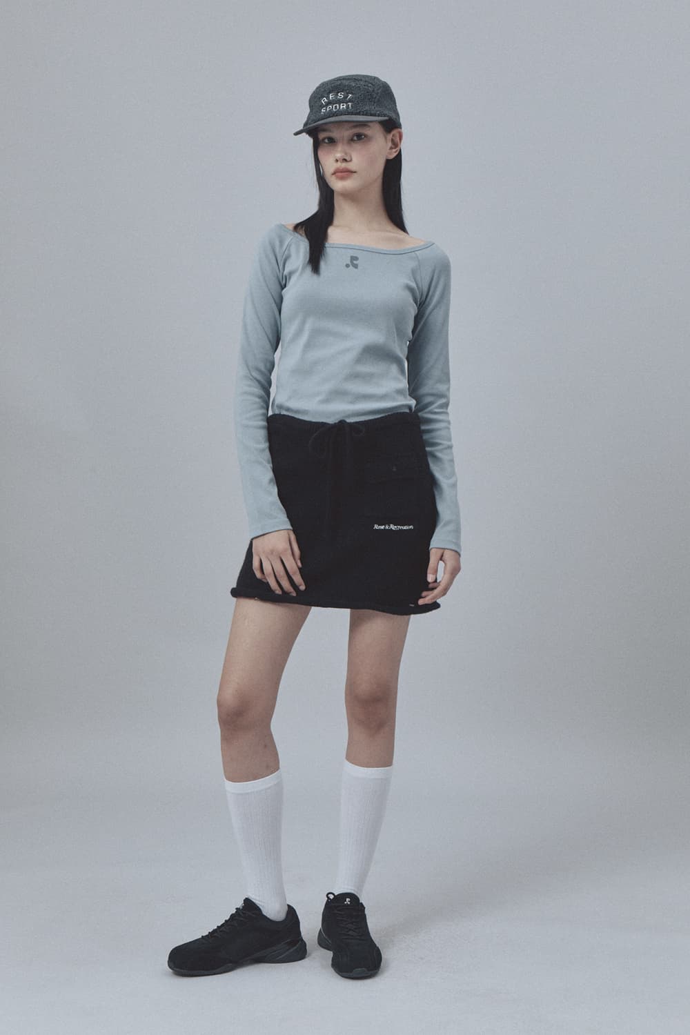 (1회착) Rest & Recreation 블랙 크롭 티셔츠 + 스커트 상품이미지10