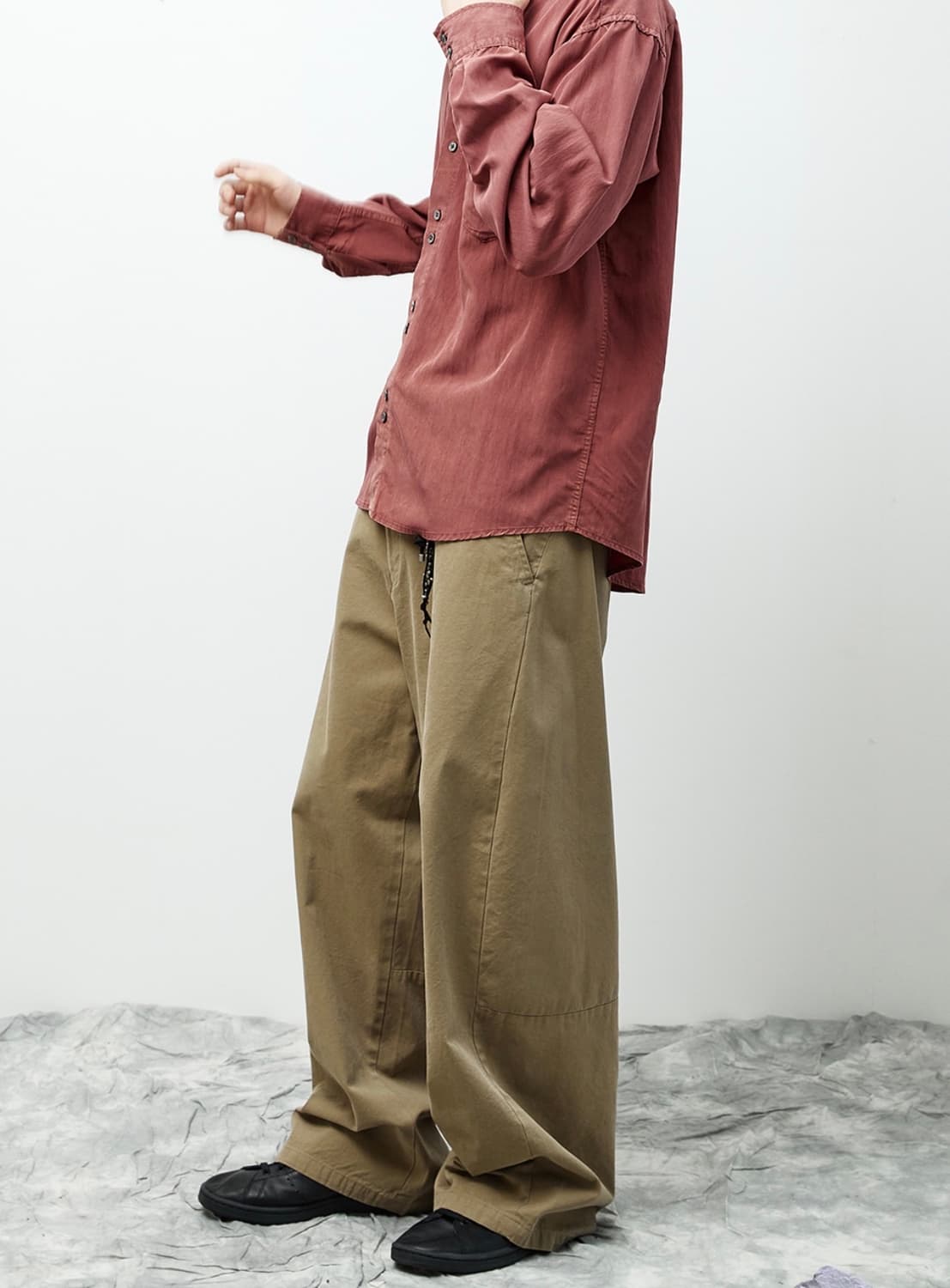 (5, XL) 해칭룸 와이드 커브 트라우저 베이지 치노팬츠 상품이미지4