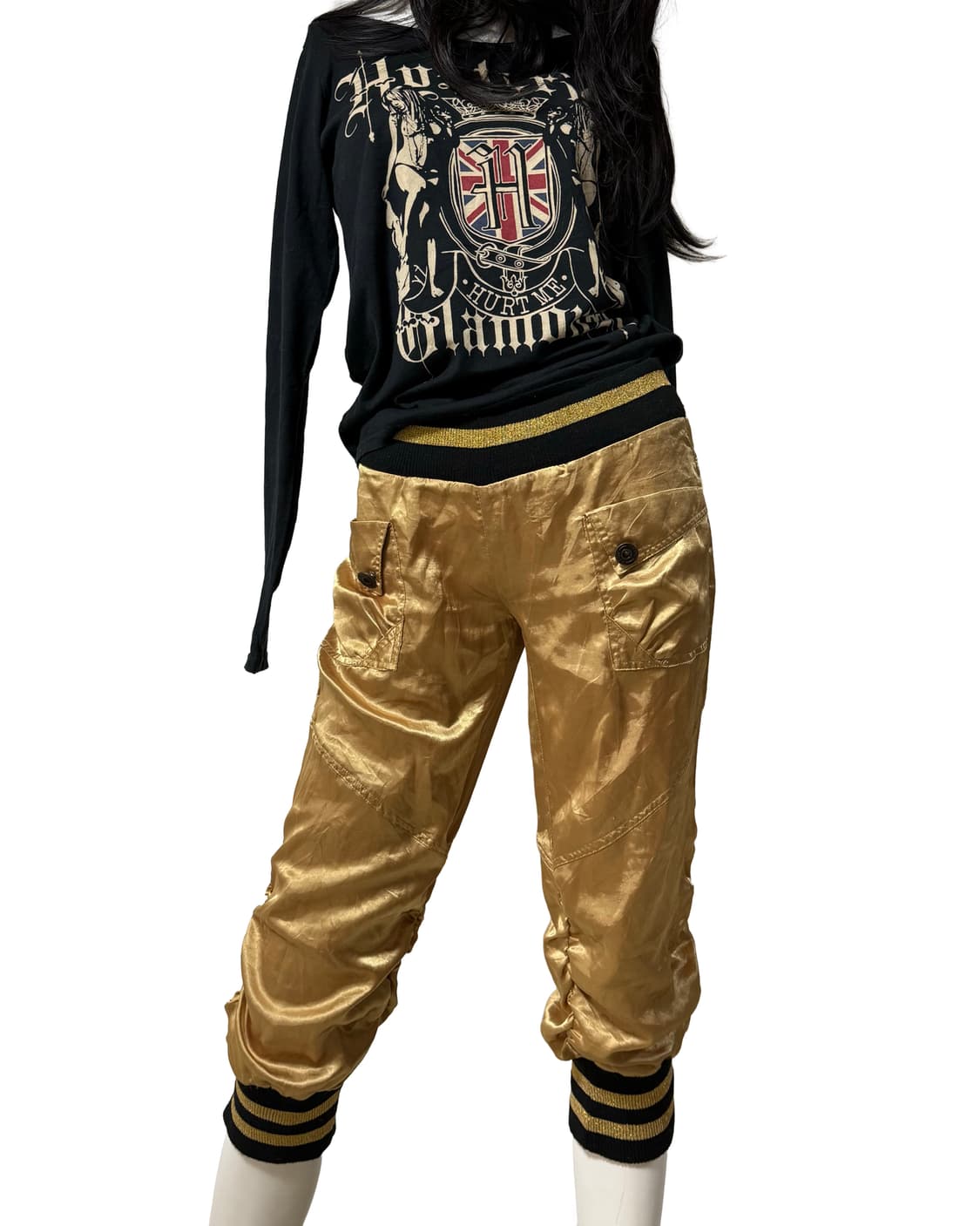 Y2k 빈티지 골드새틴 카고 조거팬츠 상품이미지4