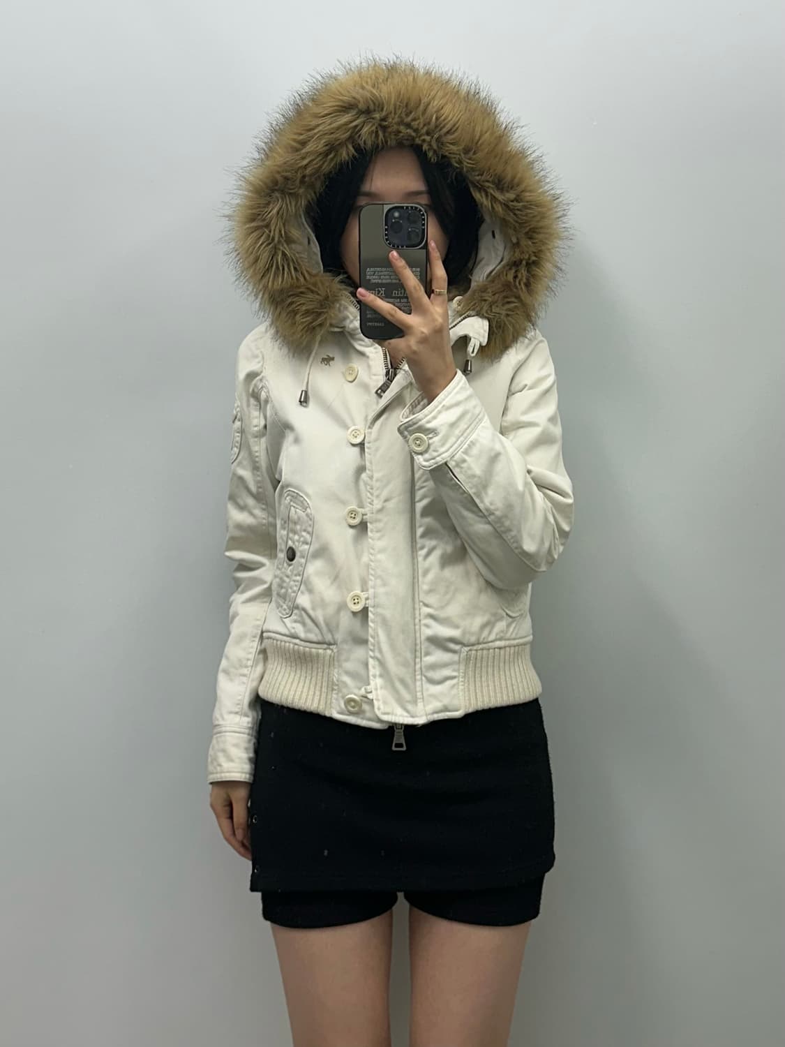 아베크롬비 산양로고 아이보리 퍼 라이닝 후드자켓 상품이미지2