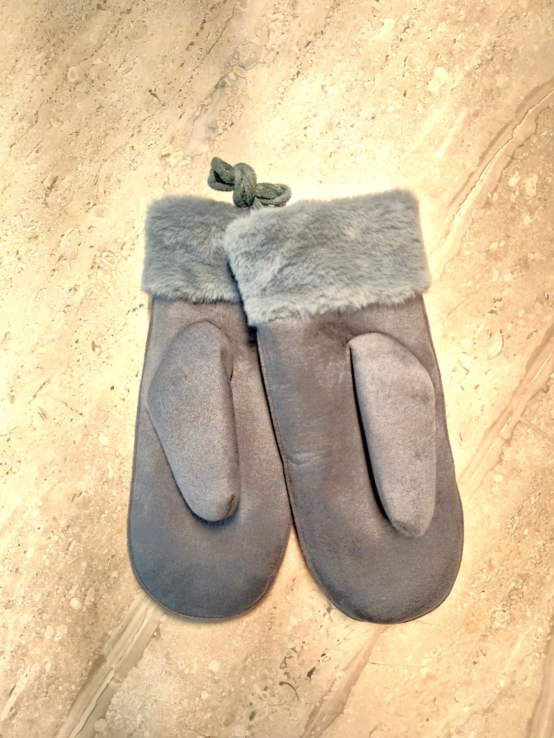 두꺼운 털안감 스웨이드 벨벳 벙어리 장갑 그레이 (새상품) 상품이미지5