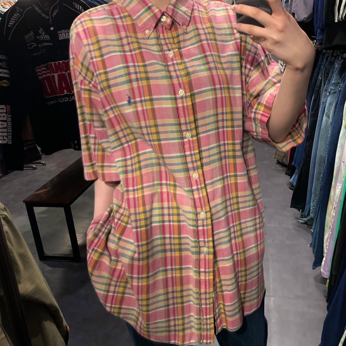 [IM] 폴로 랄프로렌 체크 반팔 셔츠 핑크 상품이미지5