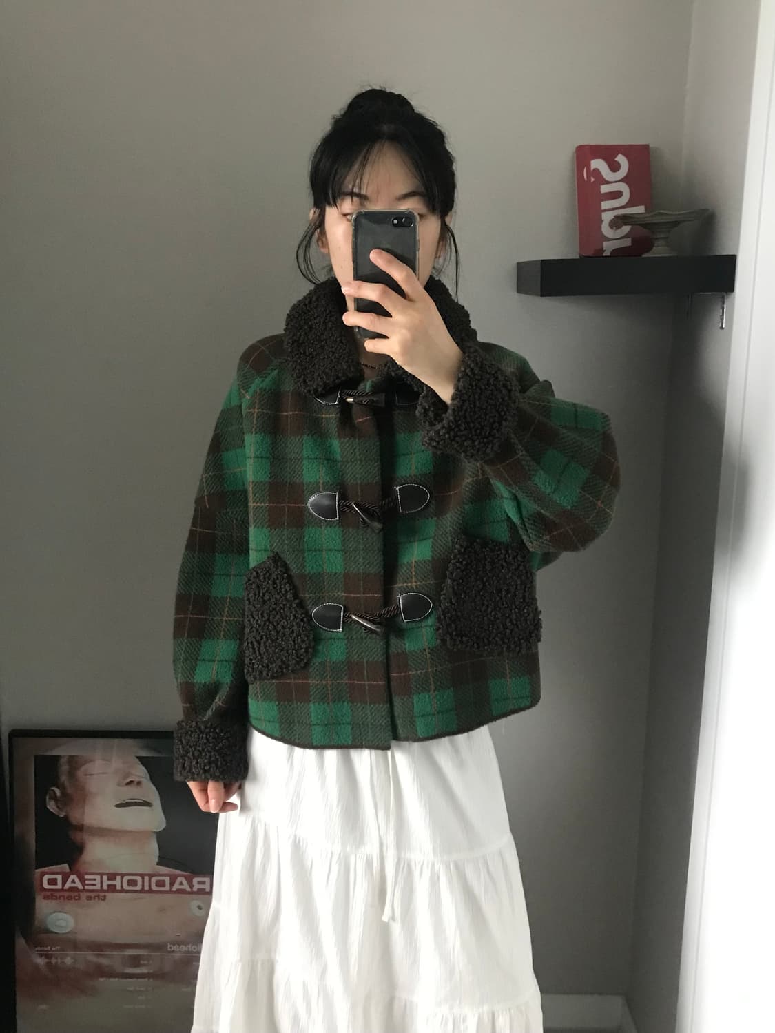 일본 JPN 빈티지 타단 체크 떡볶이 쉐르파 자켓 상품이미지3