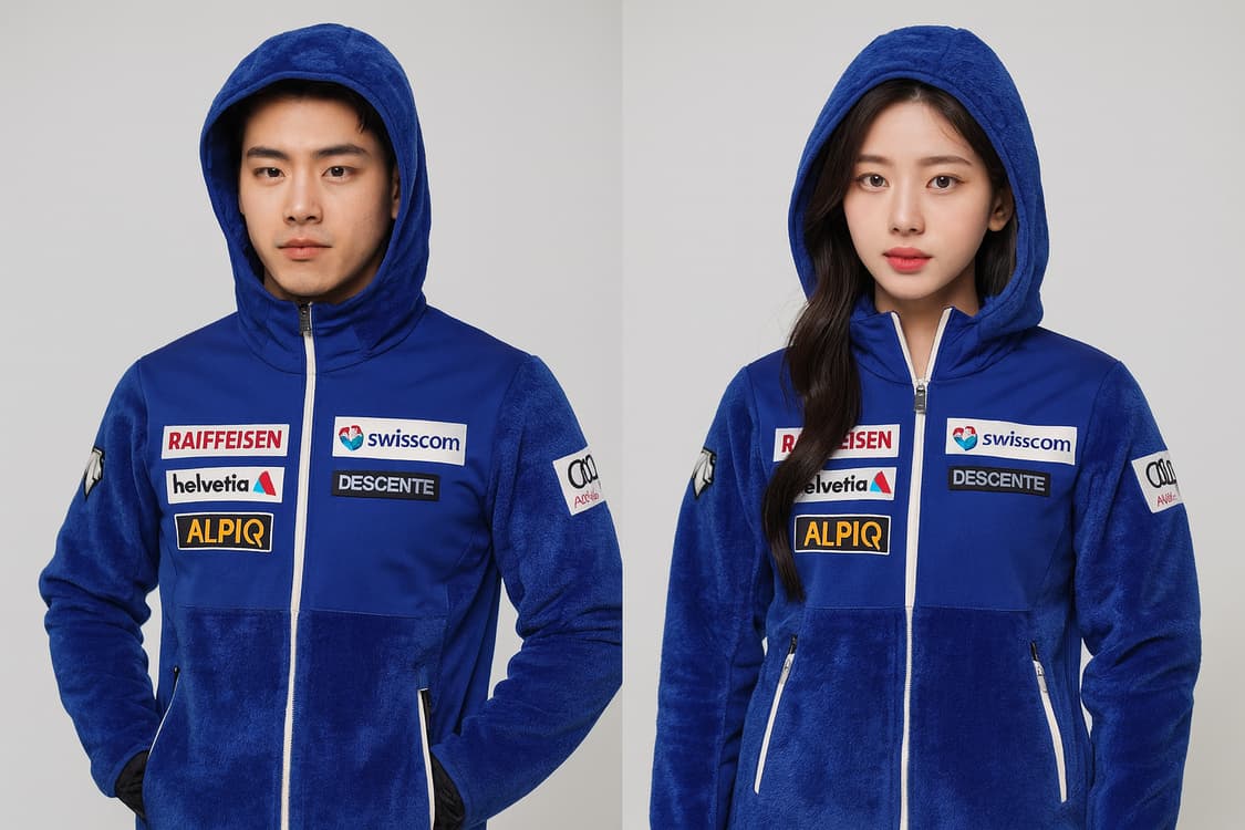 데상트 블루 스위스콤 후드집업 남녀공용 100 62 53 상품이미지1