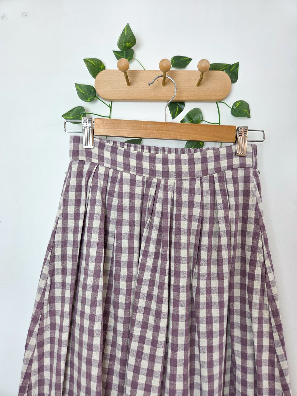보라 체크 롱스커트 상품이미지2