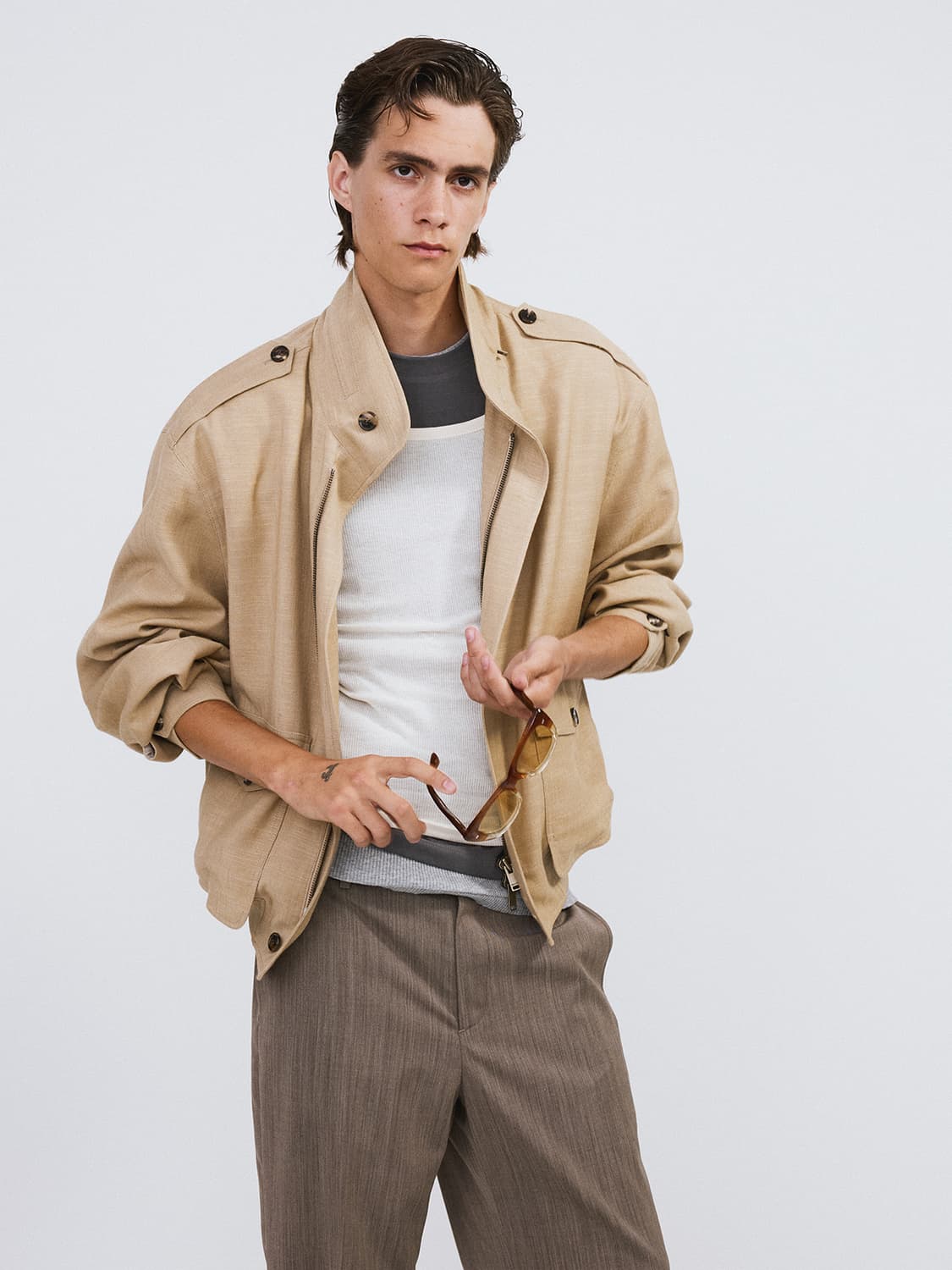 렉토 26SS 비스코스 헌팅 점퍼 자켓 데저트 베이지 상품이미지1