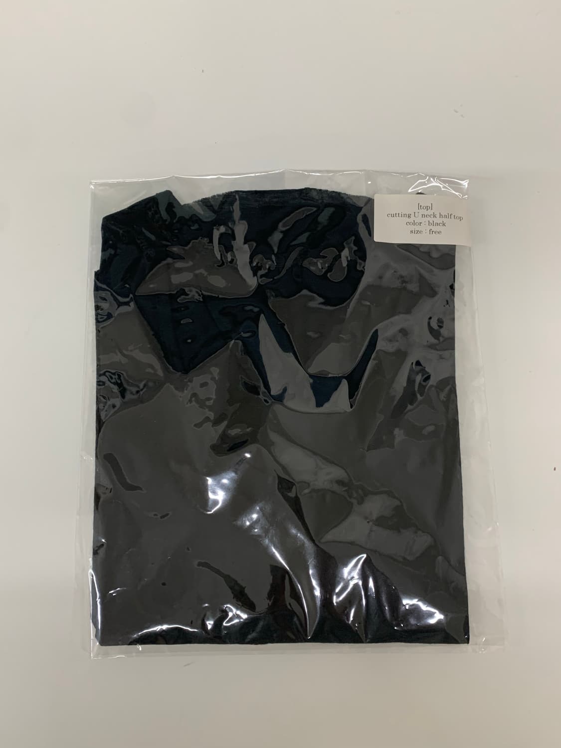 faerie cutting U neck half top black 상품이미지6