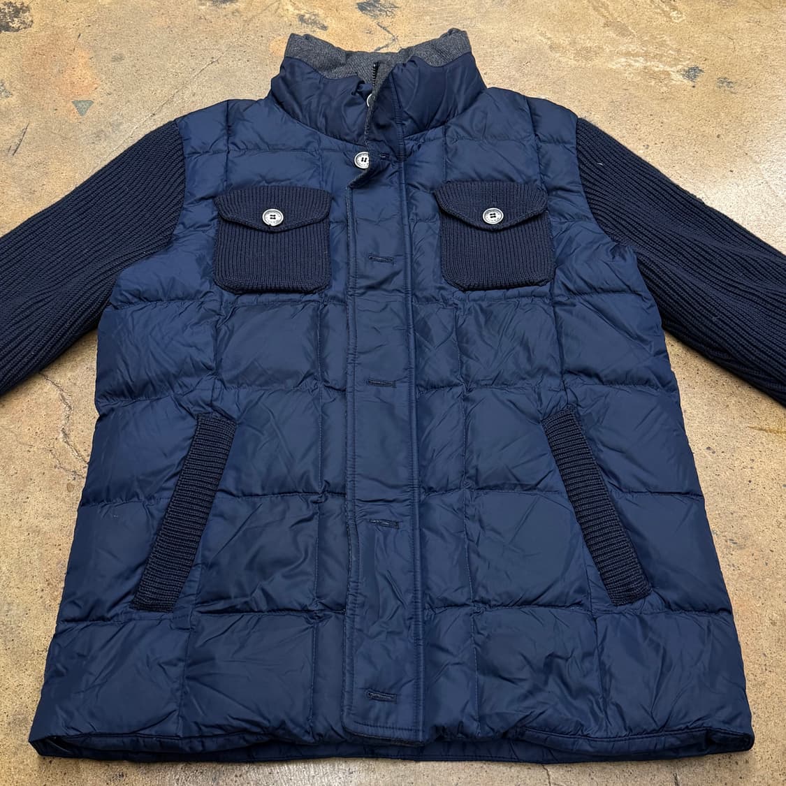 [정품/100] w.angle 네이비 퀼팅 니트 패딩 자켓 b15 상품이미지3