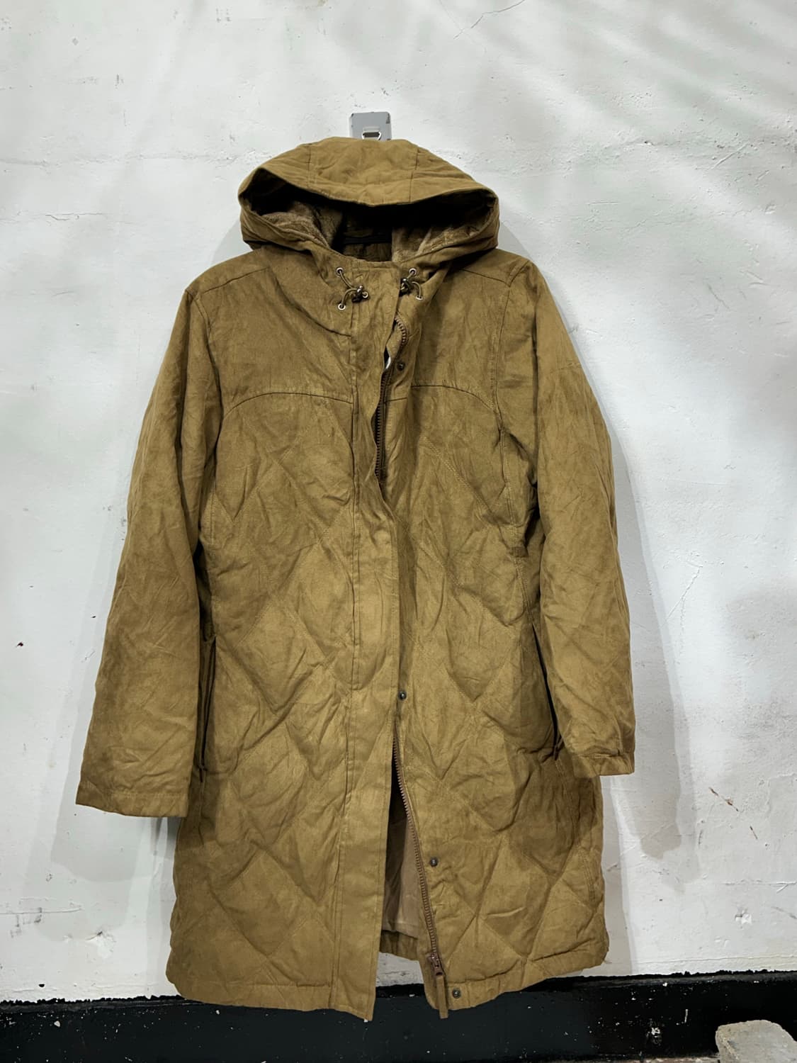 엘엘빈 스웨이드 퀼팅 후드 롱패딩 코트 자켓 S. 상품이미지5