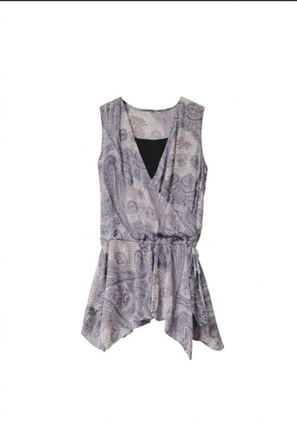 라벤더 페이즐리 탑 + 슬리브리스 티 SET 상품이미지1