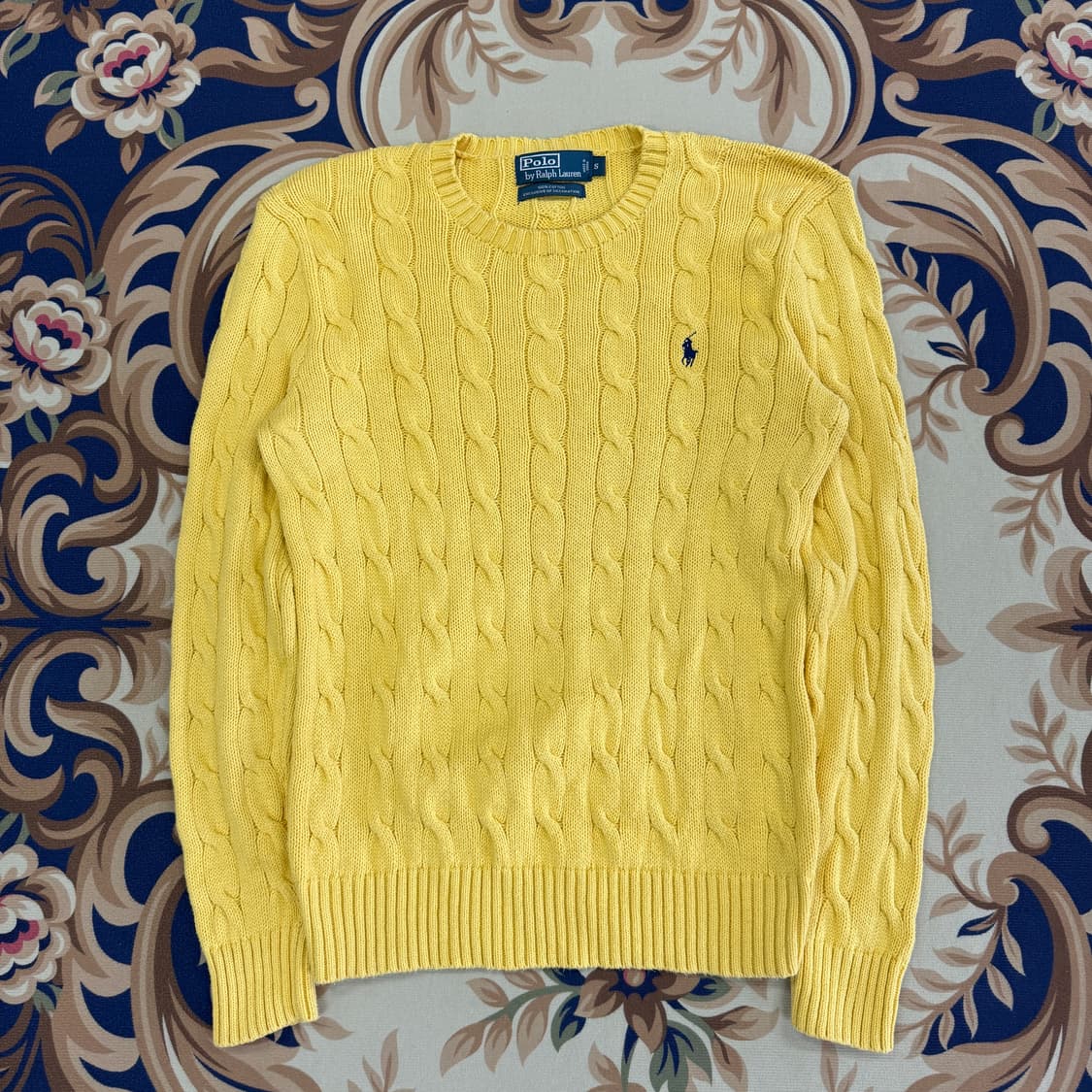 (S)00s 폴로 랄프로렌 코튼 꽈배기 케이블니트(옐로우) 상품이미지1