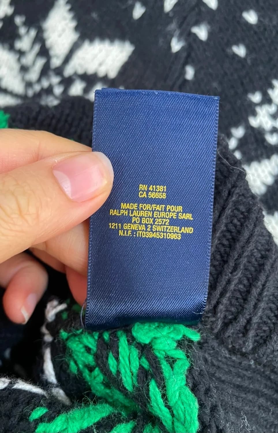 폴로랄프로렌 블랙노르딕 스노우플레이크 숄카라 니트  상품이미지8