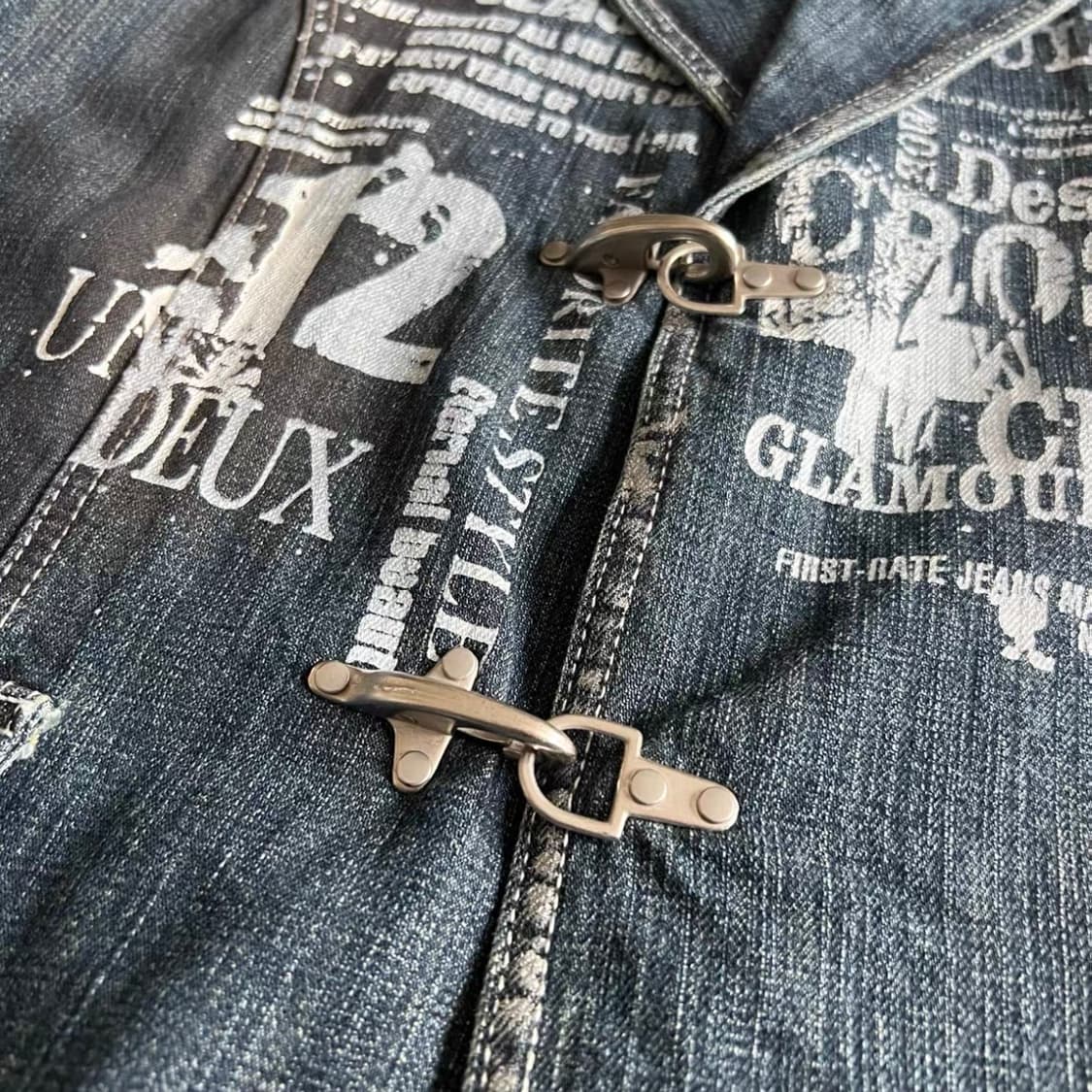 Japan VintageY2K 그래피티 고스 데님 블레이저 상품이미지2