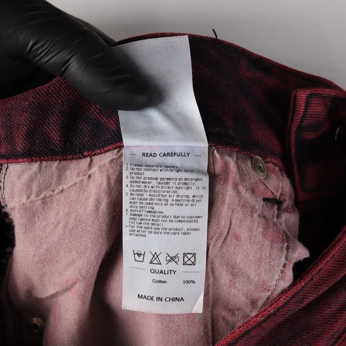 스컬프터 버건디 워싱 디스트로이드 데님 S 상품이미지8