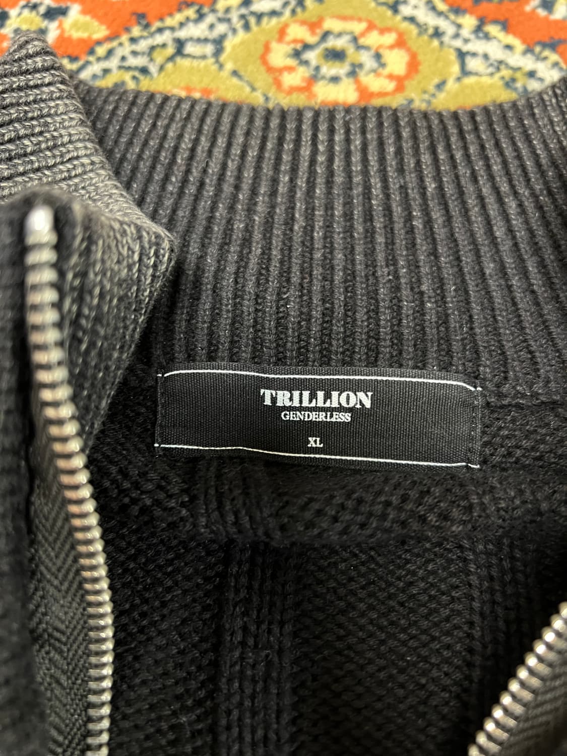 [XL] 트릴리온 빈티지 케이블 니트 집업 차콜 상품이미지2