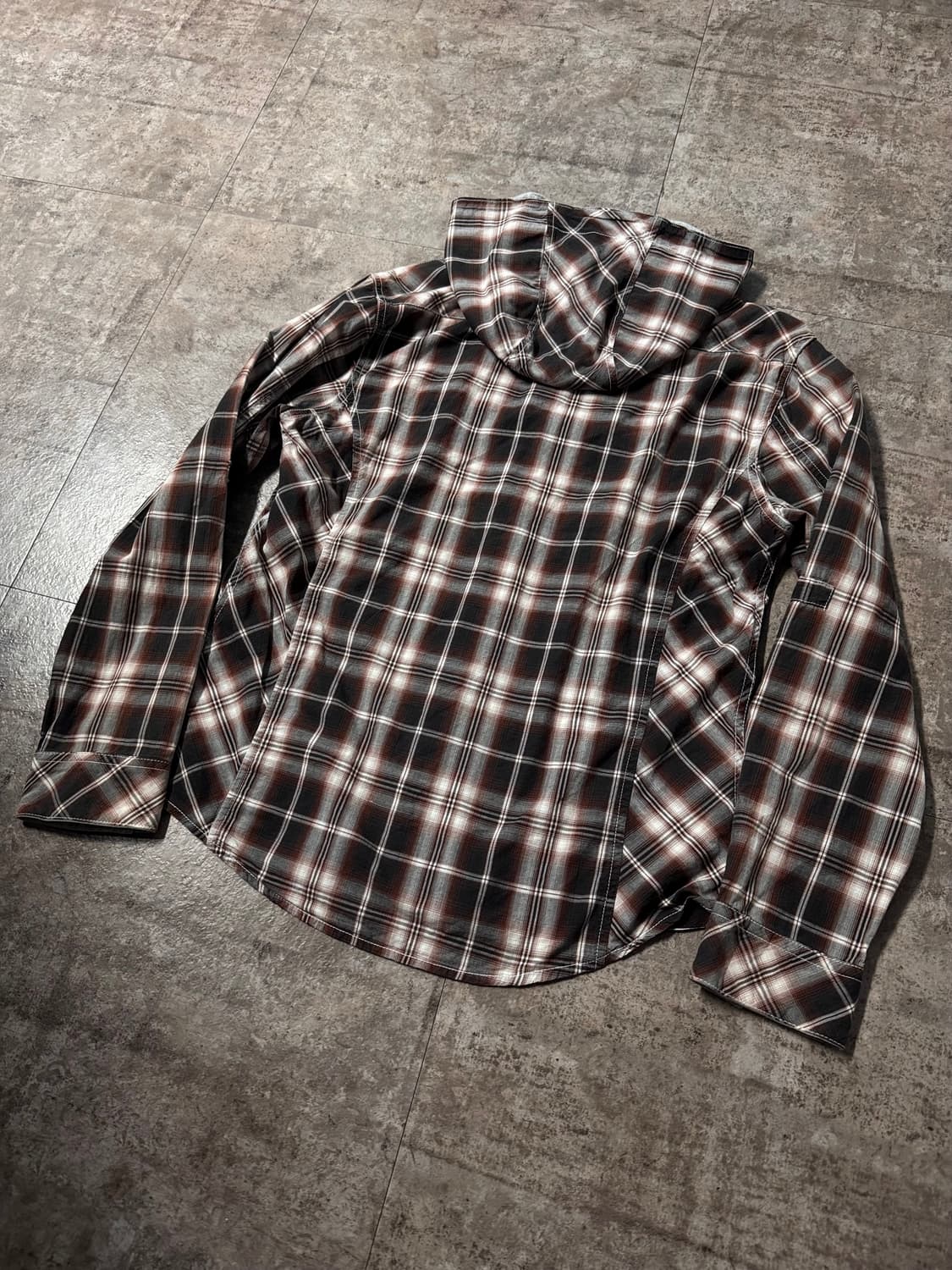 체크 패턴 탈착 후디드 셔츠 상품이미지8