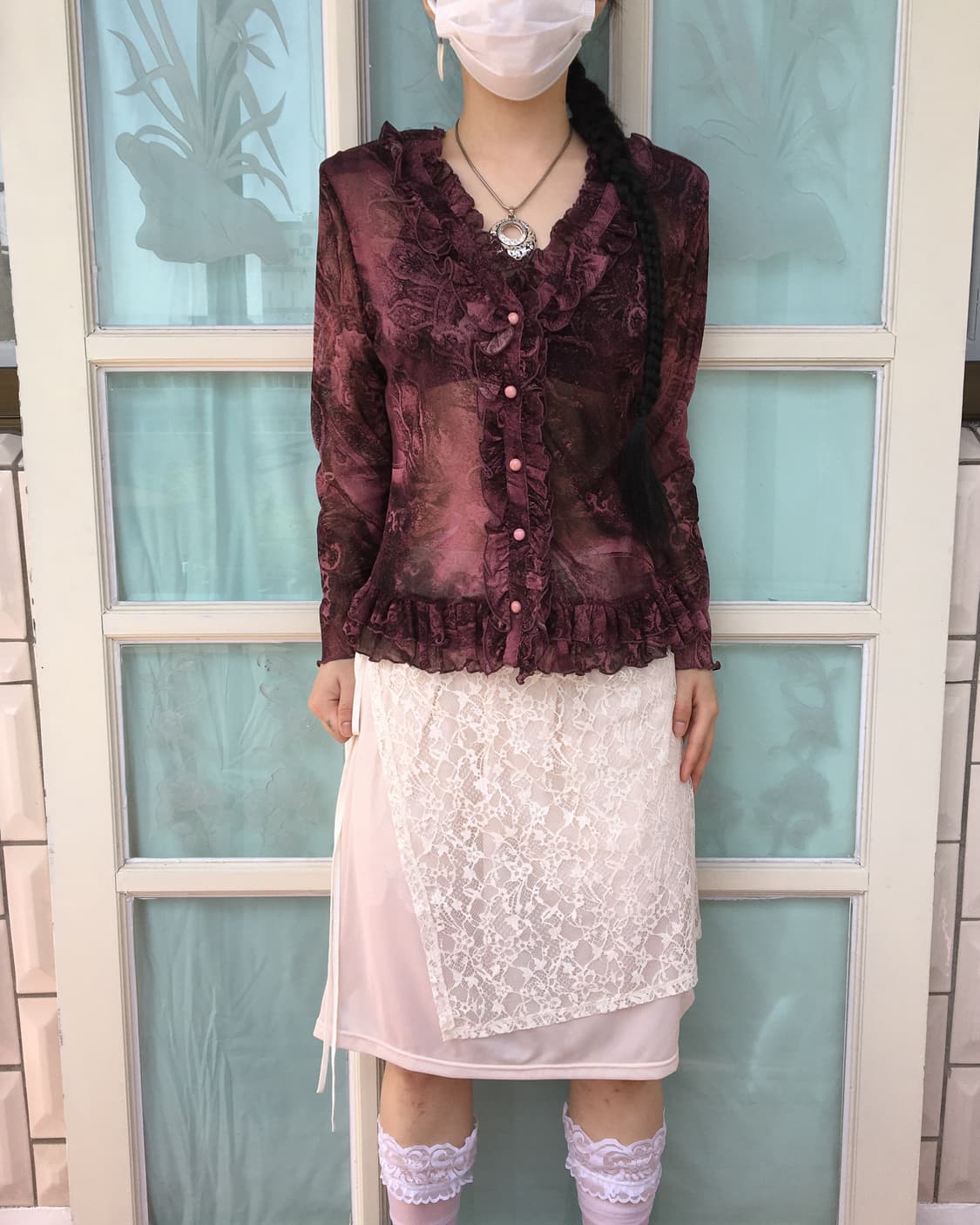 Full printing frill mesh jacket 상품이미지1