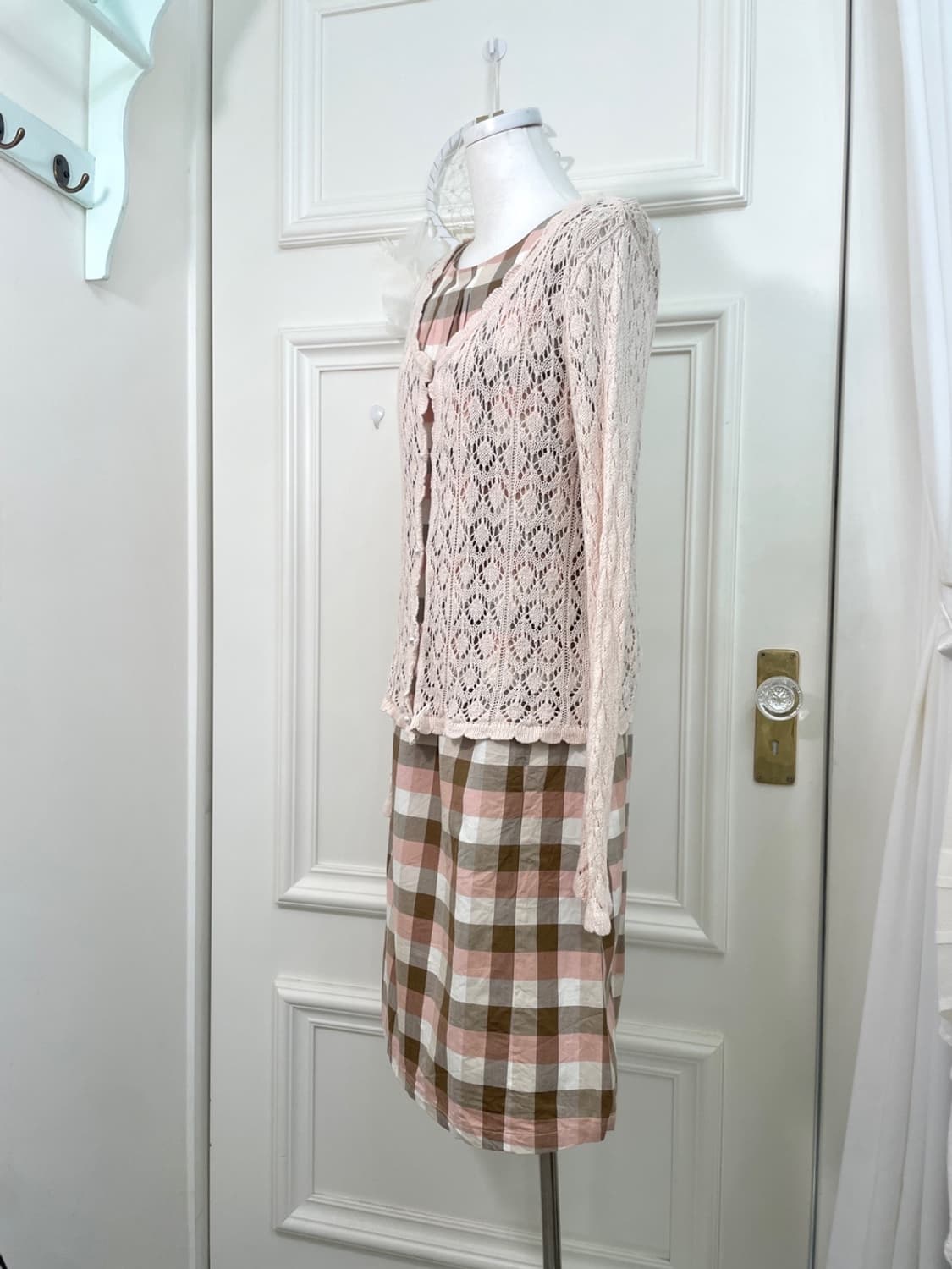 pink brown check cotton summer opc 상품이미지9