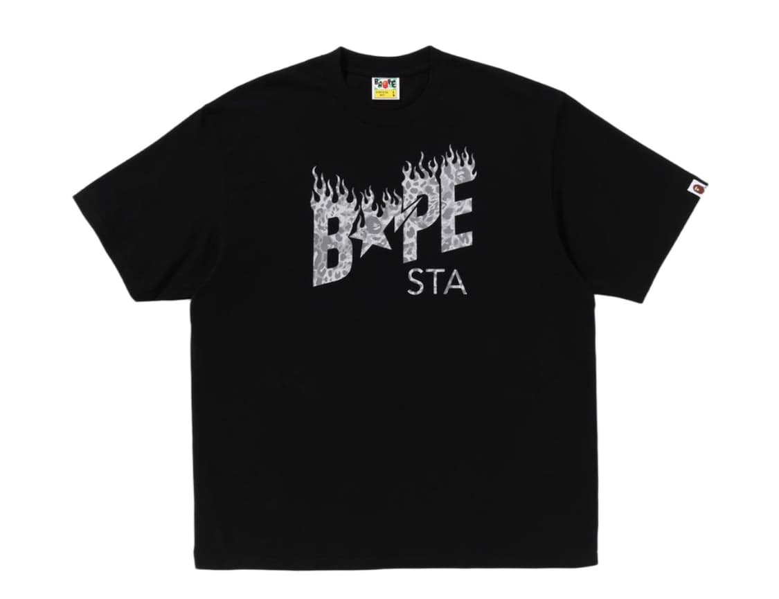 베이프 반팔 레오파드 스타 반팔티셔츠 블랙 M 상품이미지1