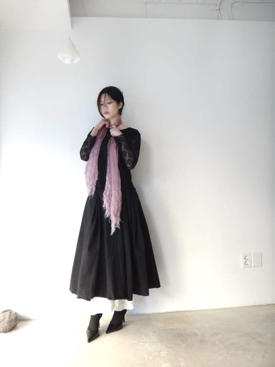 Mesh glitter muffler / pink 상품이미지3