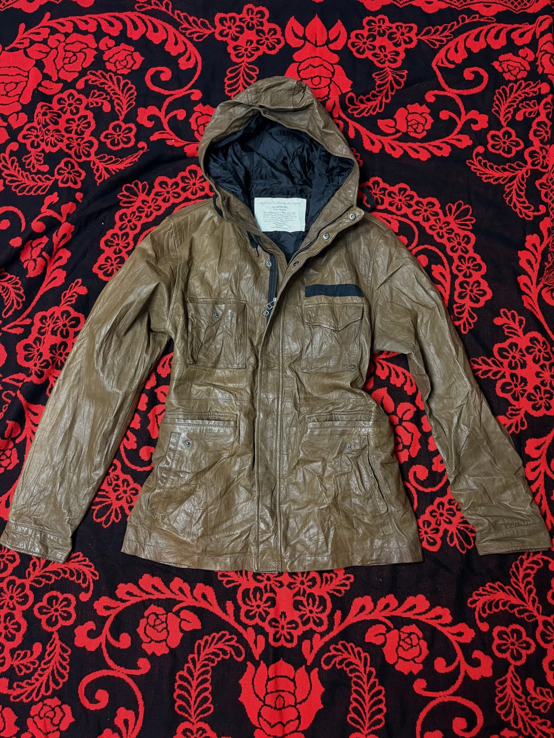 vitage Leather Hood punk jacket 상품이미지1