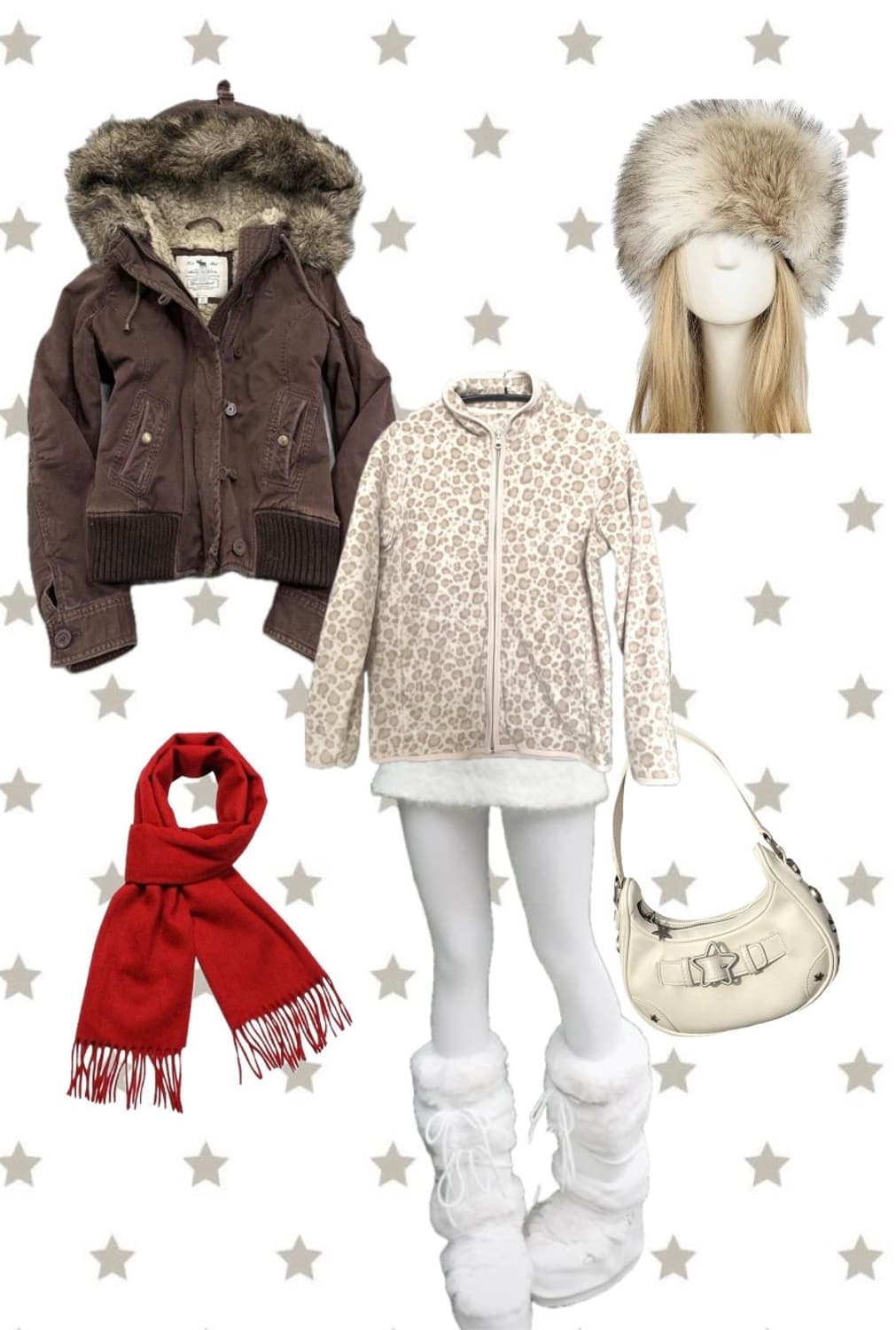 빈티지 라떼깔 갸루 레오파드 후리스 상품이미지1