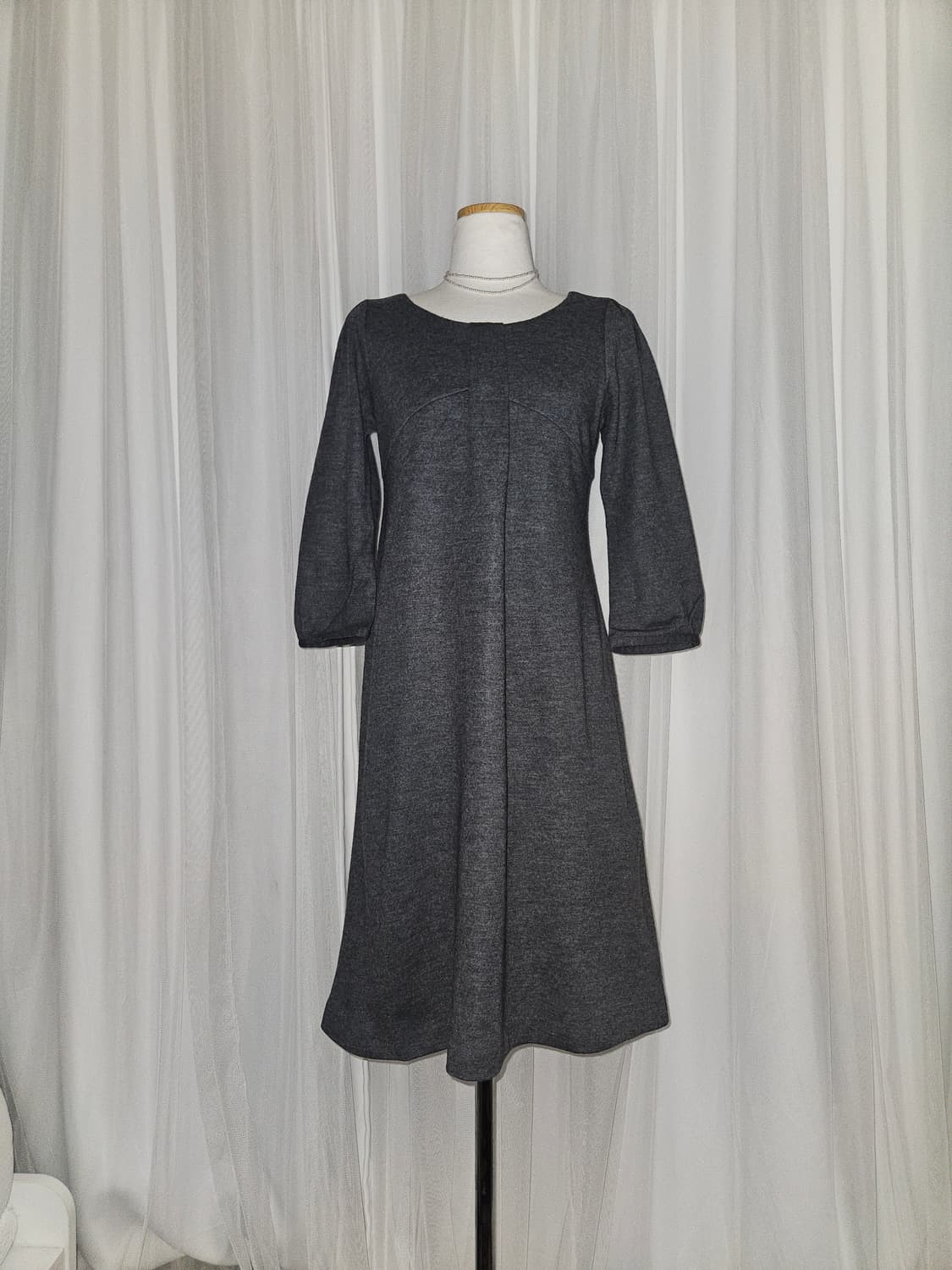 빈티지 히메 리본 포인트 니트 원피스 상품이미지1