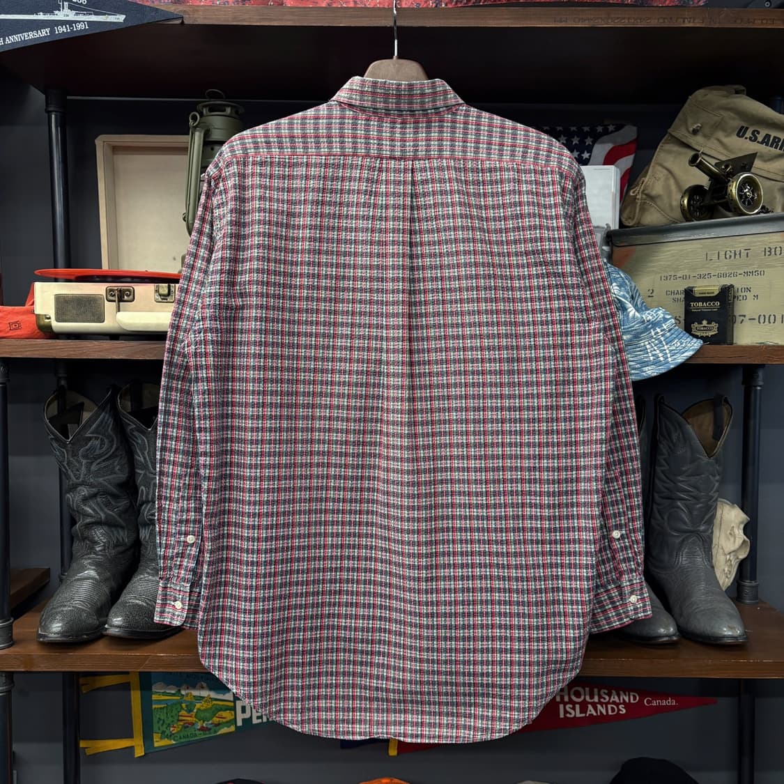 90s 폴로 랄프로렌 마이크로 타탄 체크 시어서커 버튼다운셔츠 N744 상품이미지2