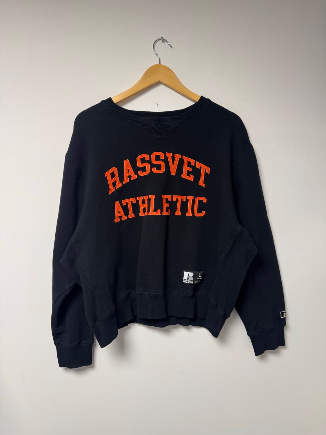 Russell 러셀 빈티지 라스벳 블랙 기모 크롭 맨투맨 L 상품이미지1