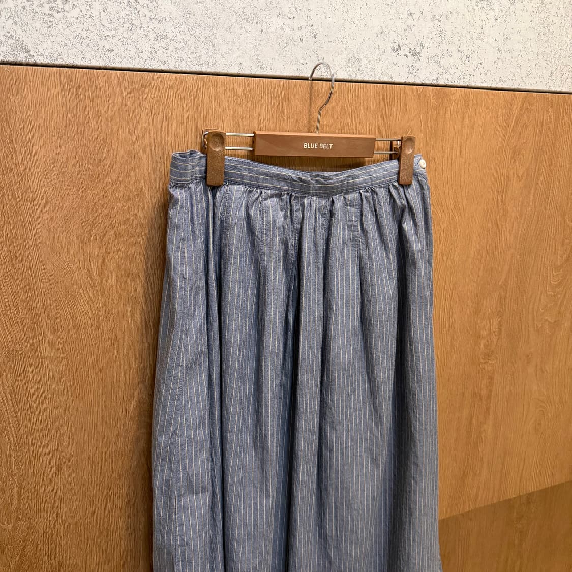 빈티지 롱 스커트 옐로우 핀스트라이프 디테일 블루 k40 상품이미지3