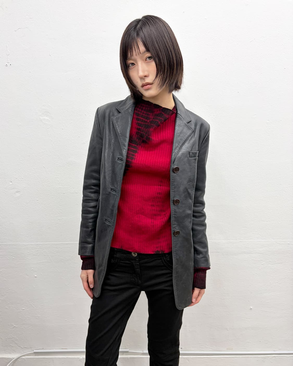 빈티지 카우 레더 블레이저 상품이미지2