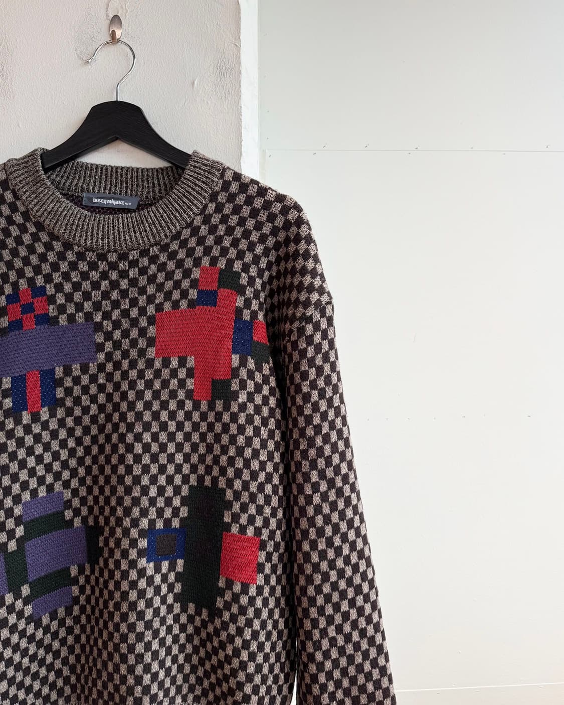 이세이미야케 맨 브라운 체크 인타르시아 니트  상품이미지5