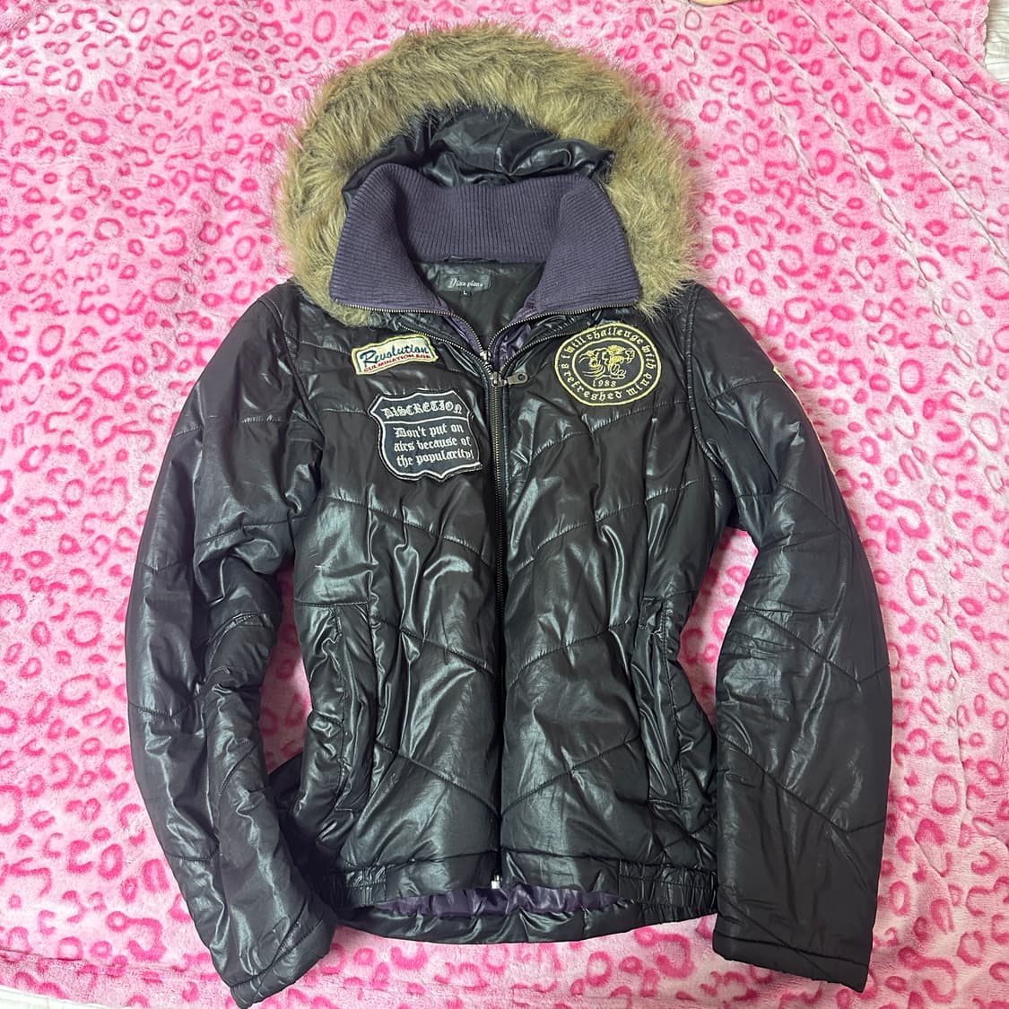 빈티지 갸루 레이어드 패딩 자켓 퍼 패딩 아우터 상품이미지2